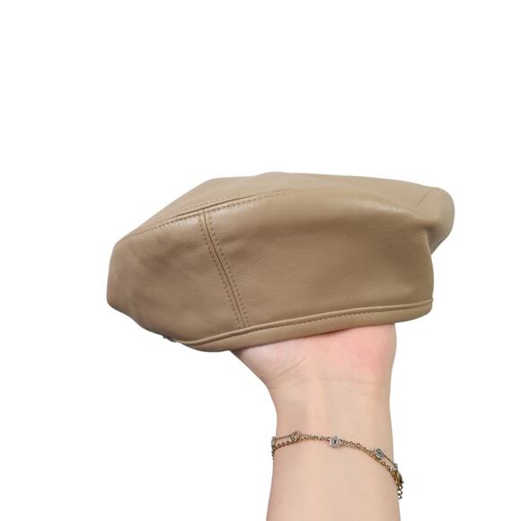 Stand Studio Freida Tan Faux Leather Beret Hat